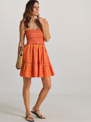 Simply Be Pink Gingham Tie Strap Mini Beach Dress - Image 3 of 4