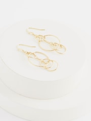 Gold Tone Linking Circle Drop Earrings - Image 2 of 2