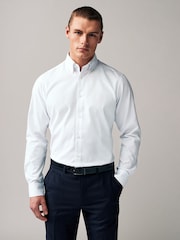 White Slim Fit Easy Care Oxford Shirt - Image 1 of 8