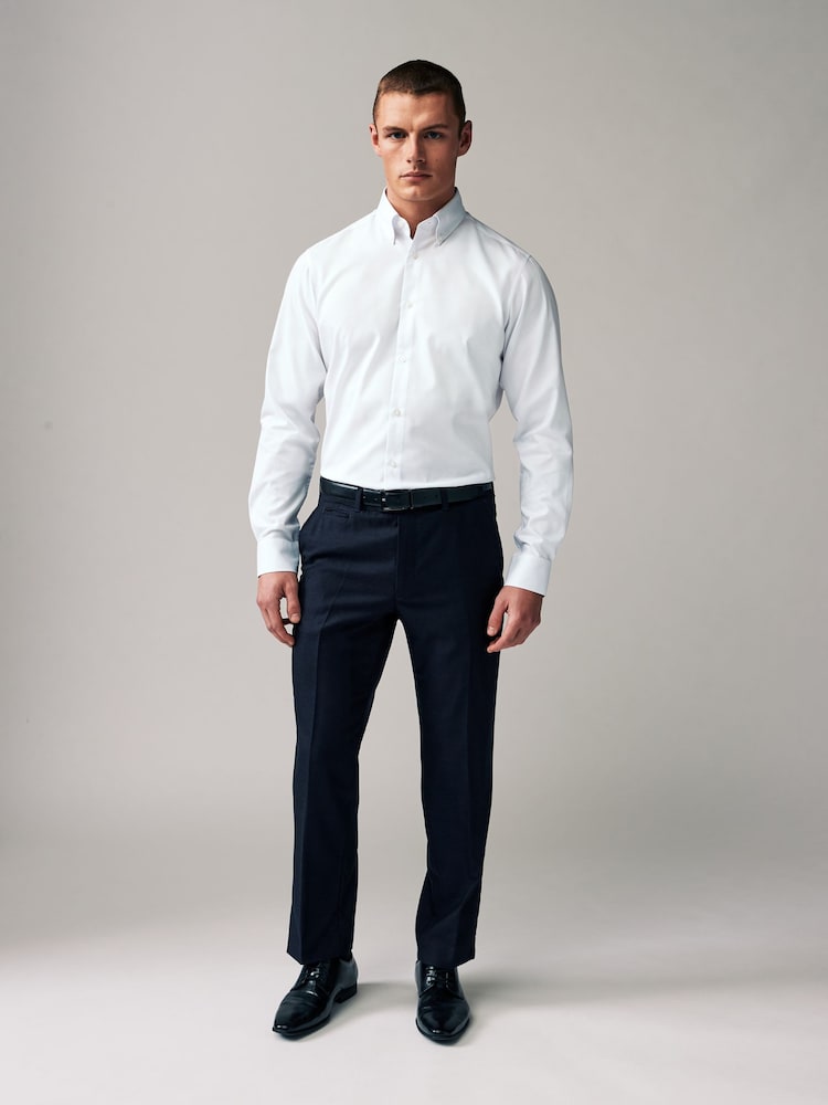 White Slim Fit Easy Care Oxford Shirt - Image 2 of 8