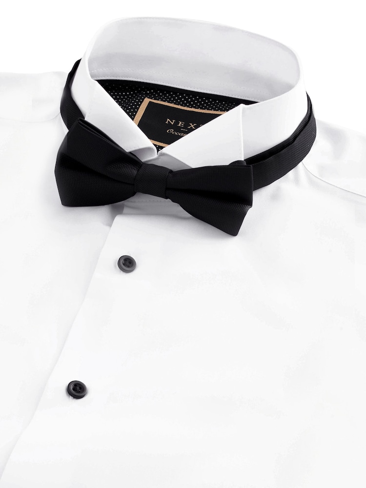 White/Black Slim Fit Single Cuff Shirt And Bow Tie Pack - Image 1 of 6