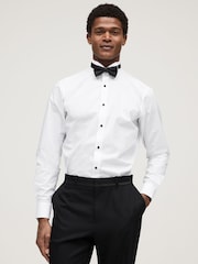 White/Black Slim Fit Single Cuff Shirt And Bow Tie Pack - Image 2 of 6