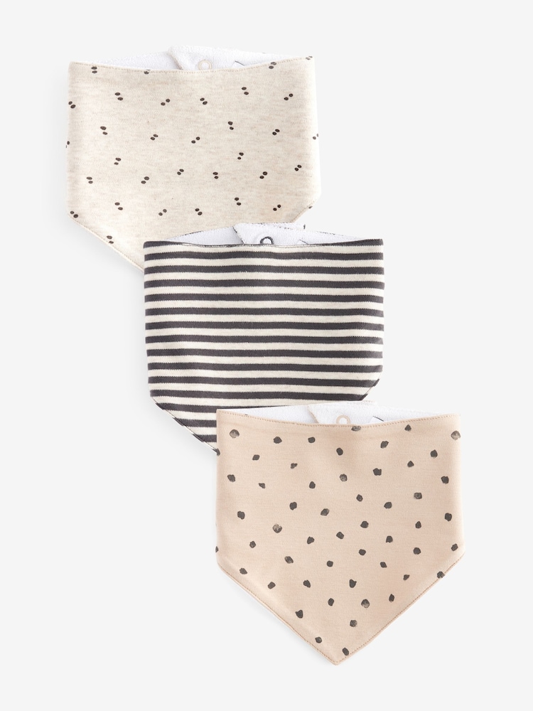Black/White 100% Cotton Dribble Baby Bibs 3 Pack - Image 1 of 4