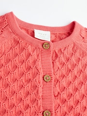 Red Baby Pointelle 100% Cotton Knitted Cardigan (0mths-2yrs) - Image 4 of 7