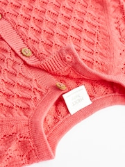 Red Baby Pointelle 100% Cotton Knitted Cardigan (0mths-2yrs) - Image 5 of 7