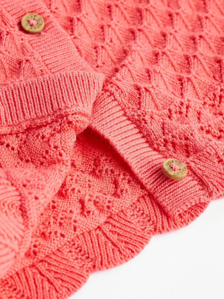 Red Baby Pointelle 100% Cotton Knitted Cardigan (0mths-2yrs) - Image 7 of 7