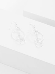 Silver Tone Linking Circle Drop Earrings - Image 2 of 2
