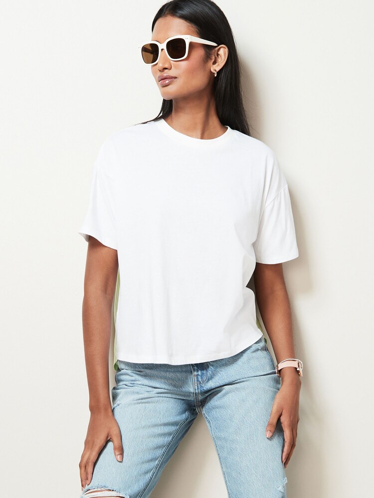 Pink/Green Stripe Jersey Poplin Mix Short Sleeve Shirt - Image 2 of 6