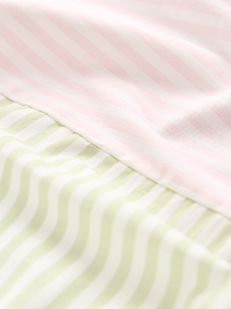 Pink/Green Stripe Jersey Poplin Mix Short Sleeve Shirt - Image 6 of 6