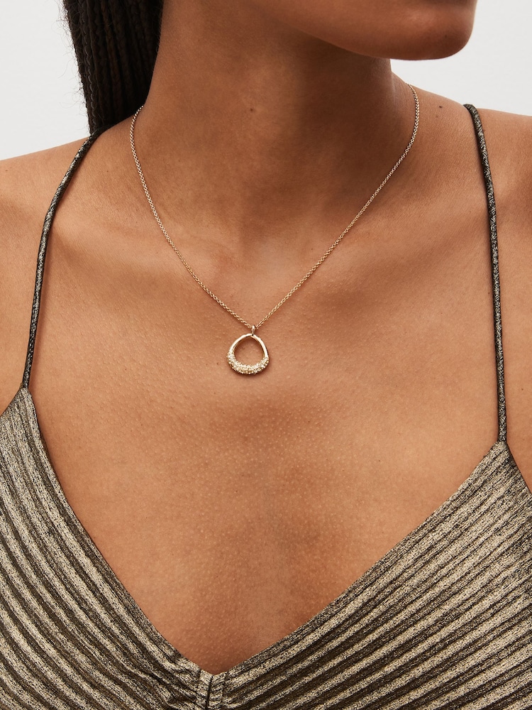 Gold Tone Open Teardrop Necklace - Image 2 of 4