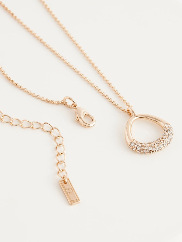 Gold Tone Open Teardrop Necklace - Image 4 of 4