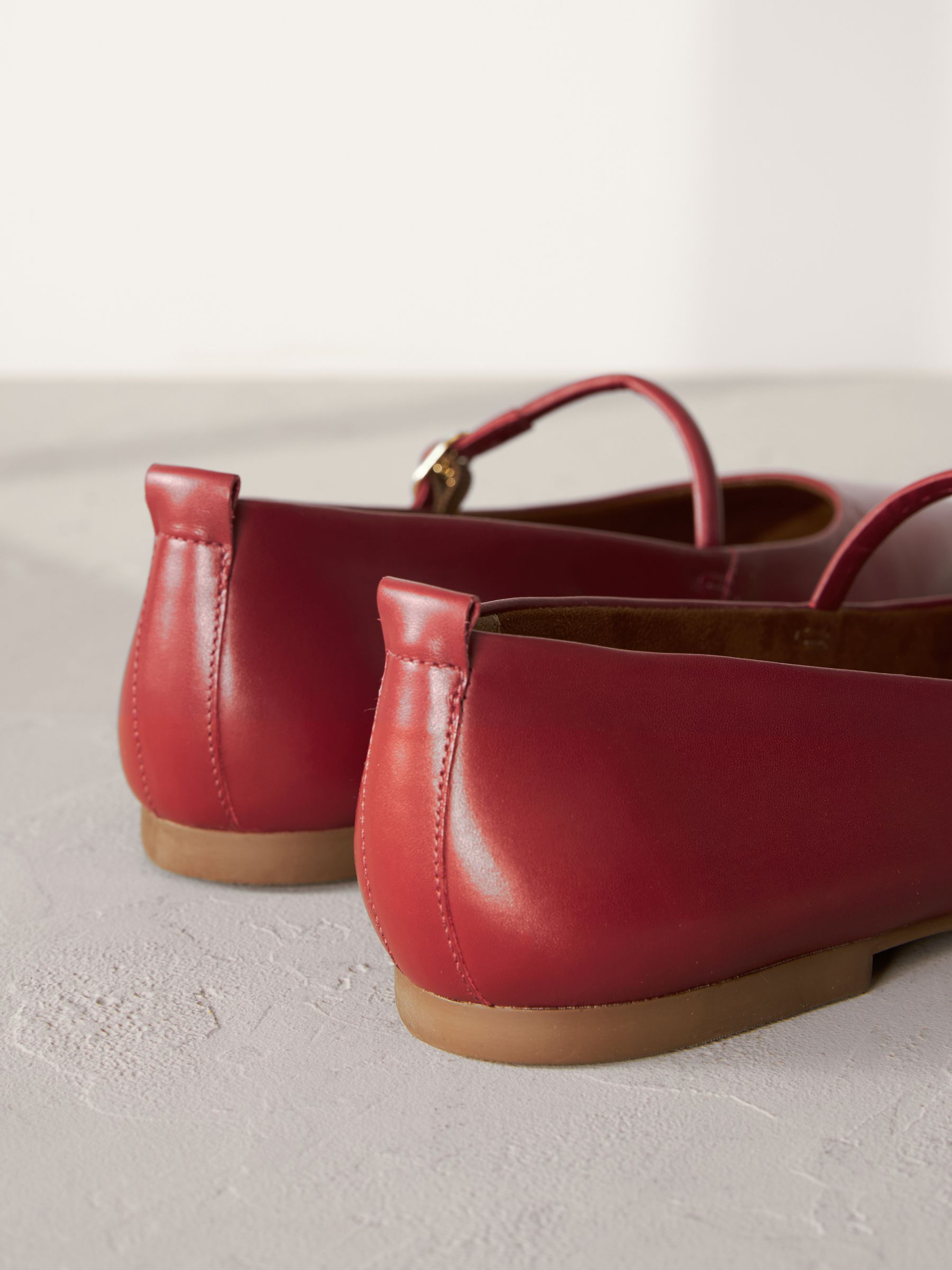 Buy Red Signature Leather Mary Jane Flat Shoes from Next Luxembourg
