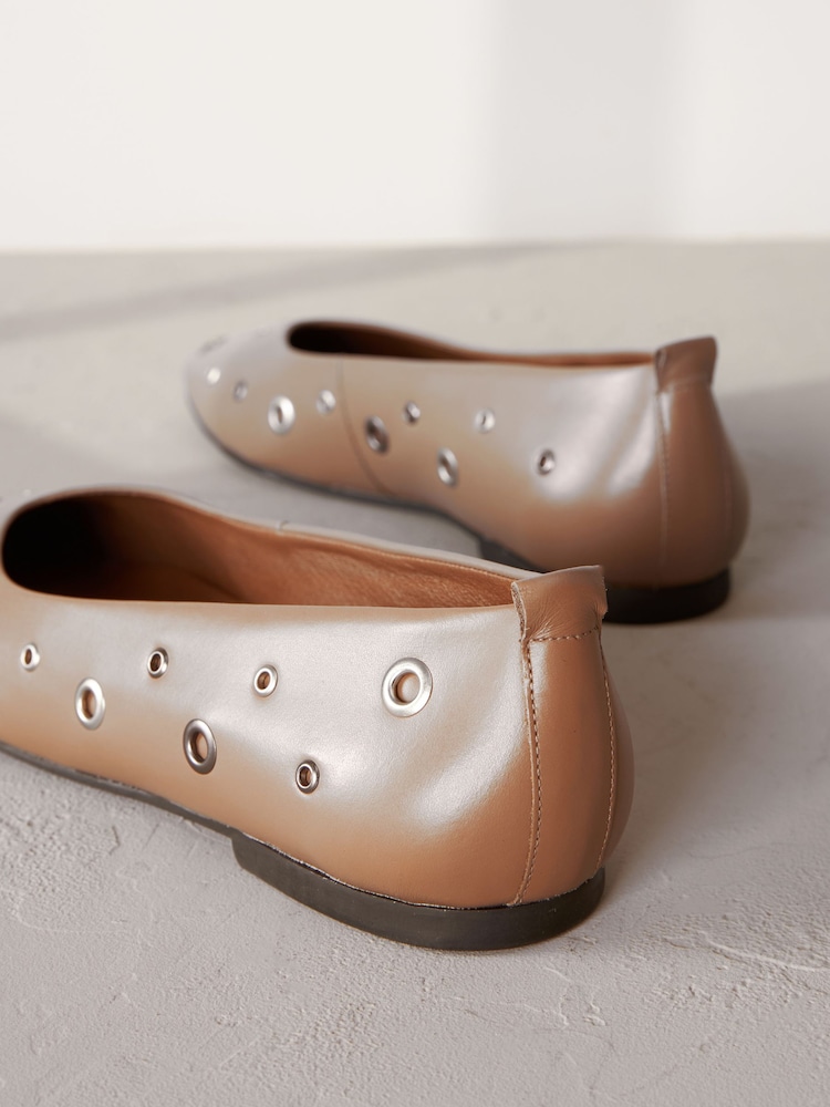 Camel Signature Leather Eyelet Ballerinas - Image 5 of 6