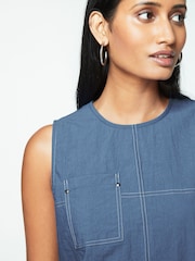 Navy Blue Utility Drawstring Crop Tank Top - Image 2 of 6