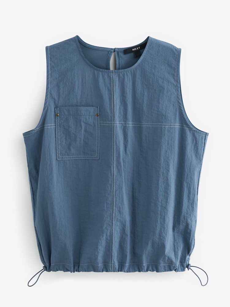 Navy Blue Utility Drawstring Crop Tank Top - Image 5 of 6