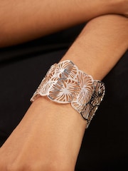 Silver Tone Filigree Floral Cuff Bracelet - Image 2 of 4