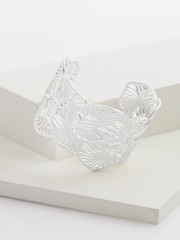 Silver Tone Filigree Floral Cuff Bracelet - Image 3 of 4