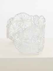 Silver Tone Filigree Floral Cuff Bracelet - Image 4 of 4
