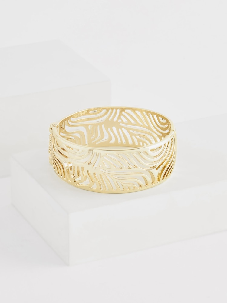 Gold Tone Filigree Bangle Bracelet - Image 2 of 3