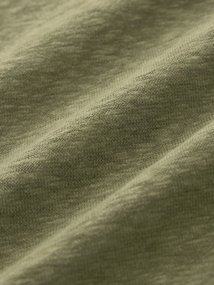 Khaki Green Oversized Linen Look Washed Pocket Detail Slouch V-Neck T-Shirt - Image 6 of 6