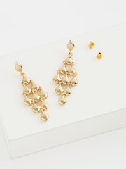 Gold Tone Diamond Cascade Earrings Made with Recycled Metal - Image 3 of 3