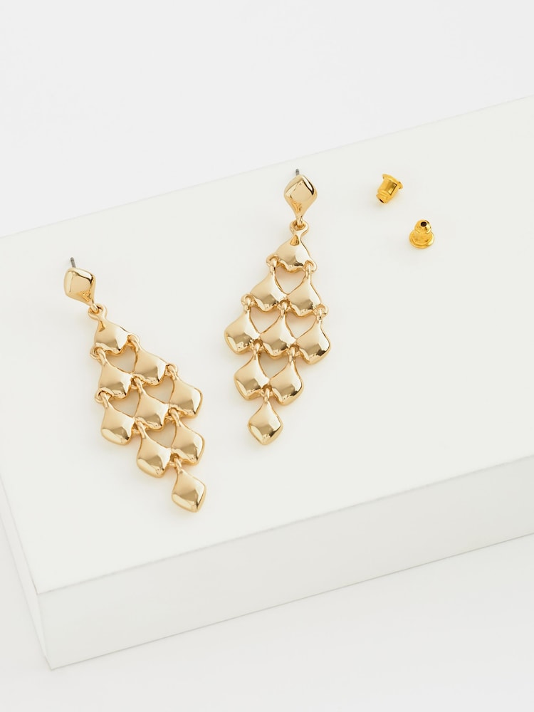 Gold Tone Diamond Cascade Earrings Made with Recycled Metal - Image 3 of 3