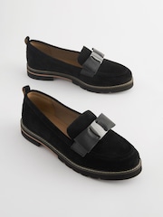 Black Forever Comfort® Leather Chunky Bow Loafers - Image 3 of 7