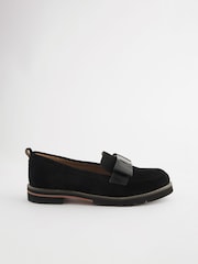 Black Forever Comfort® Leather Chunky Bow Loafers - Image 4 of 7