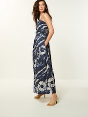 Marineblau - Trägerloses Midi-Sommerkleid aus 100 % Baumwolle - Bild 1 von 6