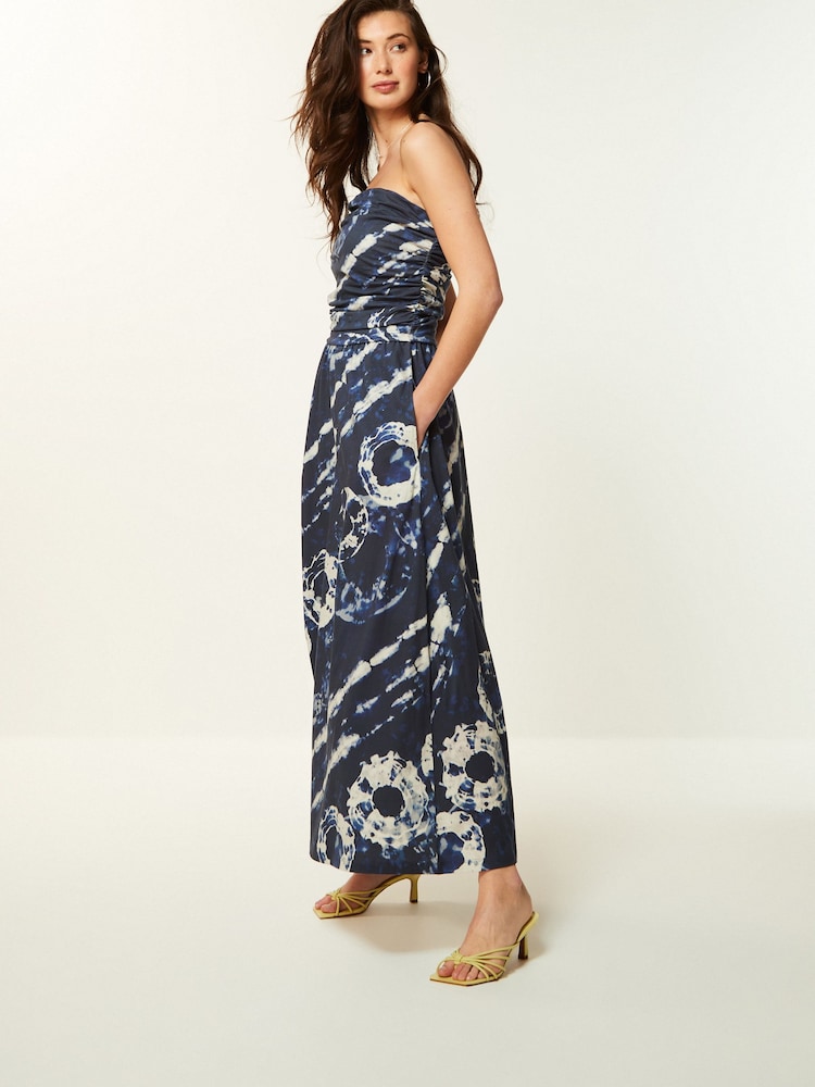 Marineblau - Trägerloses Midi-Sommerkleid aus 100 % Baumwolle - Bild 1 von 6