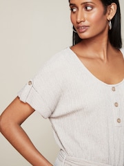 Stone Textured Utility Wide Leg Belted Jumpsuit - Image 4 of 6