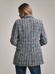 JD Williams Blue Anthology Premium Check Boucle Military Blazer - Image 2 of 4