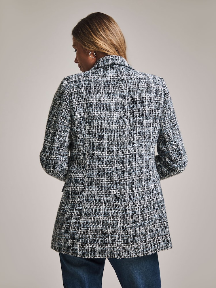 JD Williams Blue Anthology Premium Check Boucle Military Blazer - Image 2 of 4