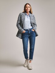 JD Williams Blue Anthology Premium Check Boucle Military Blazer - Image 3 of 4