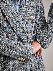 JD Williams Blue Anthology Premium Check Boucle Military Blazer - Image 4 of 4