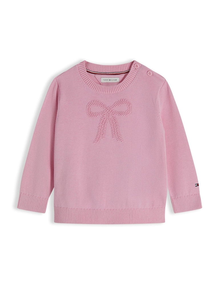 Tommy Hilfiger Pink Essential Intarsia Jumpers - Image 1 of 3 Tommy Hilfiger Pink Essential Intarsia Jumpers - Image 1 of 3