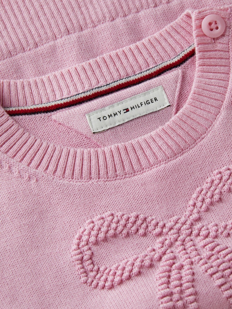 Tommy Hilfiger Pink Essential Intarsia Jumpers - Image 3 of 3 Tommy Hilfiger Pink Essential Intarsia Jumpers - Image 3 of 3