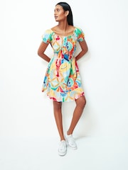 Lobster Print Bardot Puff Sleeve Jersey Summer Dress - Image 2 of 6