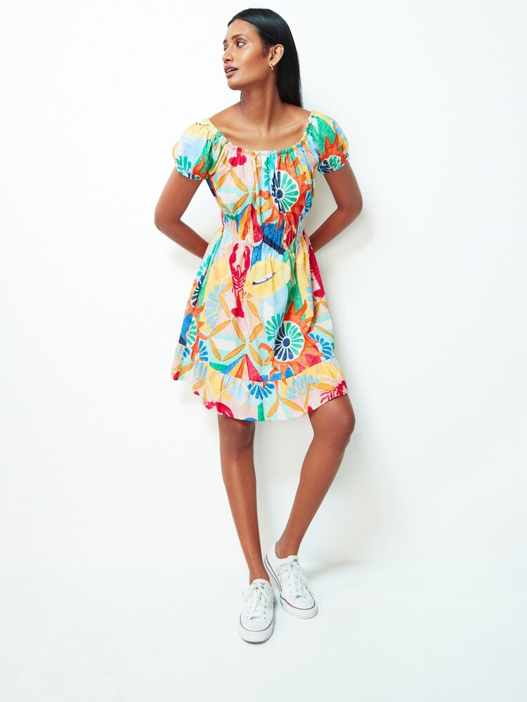 Lobster Print Bardot Puff Sleeve Jersey Summer Dress - Image 2 of 6