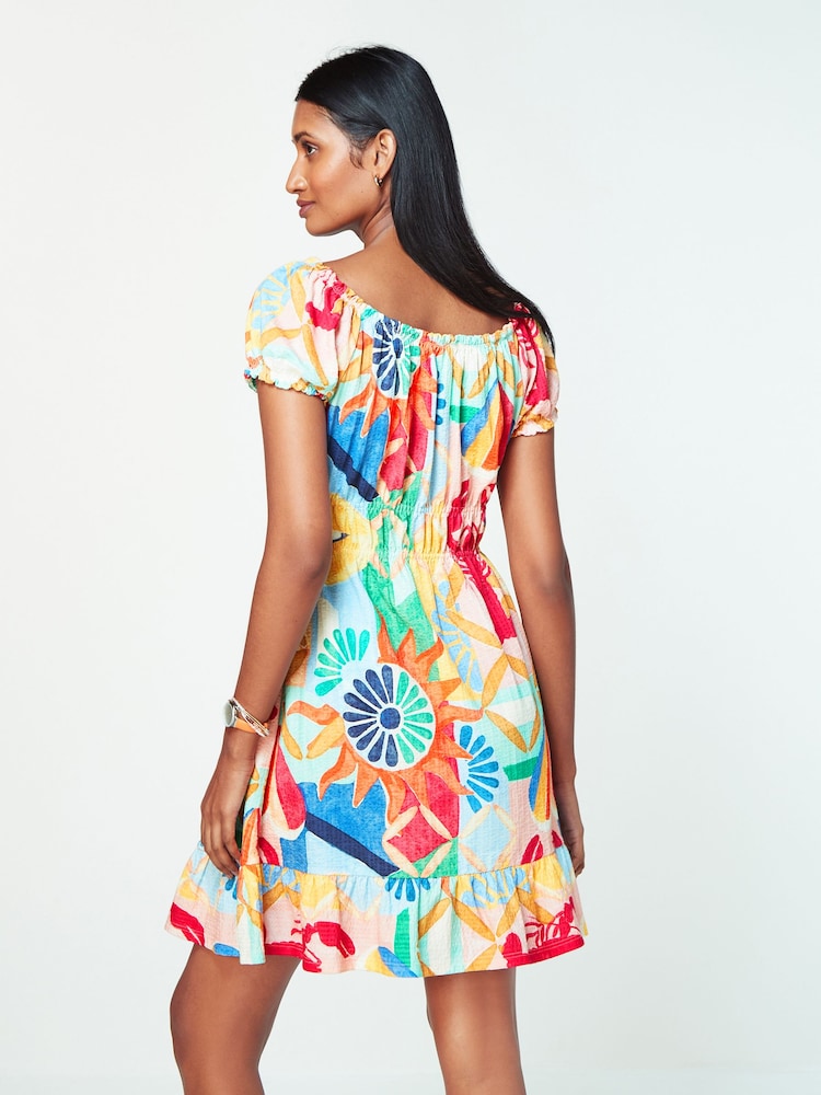 Lobster Print Bardot Puff Sleeve Jersey Summer Dress - Image 3 of 6