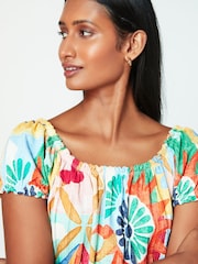Lobster Print Bardot Puff Sleeve Jersey Summer Dress - Image 4 of 6