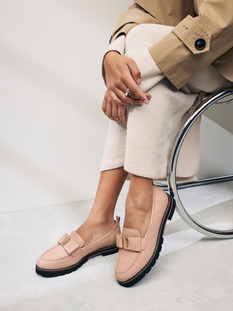 Nude Forever Comfort® Leather Chunky Bow Loafers - Image 1 of 8