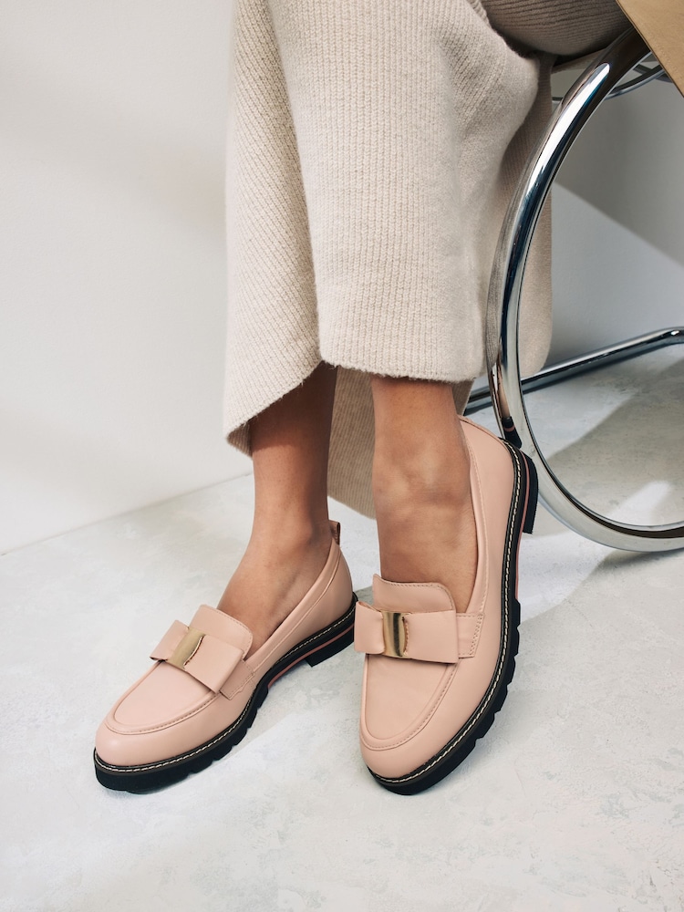 Nude Forever Comfort® Leather Chunky Bow Loafers - Image 2 of 8