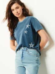 Blue Short Sleeve Washed Star T-Shirt - Image 3 of 6