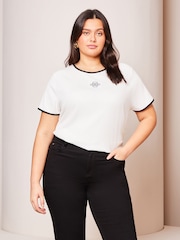 Lipsy White Curve Logo T-Shirt - Image 1 of 4