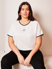 Lipsy White Curve Logo T-Shirt - Image 3 of 4