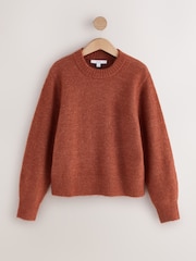 Conker Brown Long Sleeve Crew Neck Knitted Jumper With Wool - Image 1 of 3