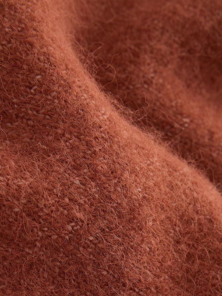 Conker Brown Long Sleeve Crew Neck Knitted Jumper With Wool - Image 3 of 3