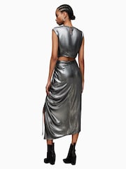 AllSaints Silver Carla Metallic Skirt - Image 2 of 6