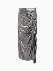AllSaints Silver Carla Metallic Skirt - Image 6 of 6